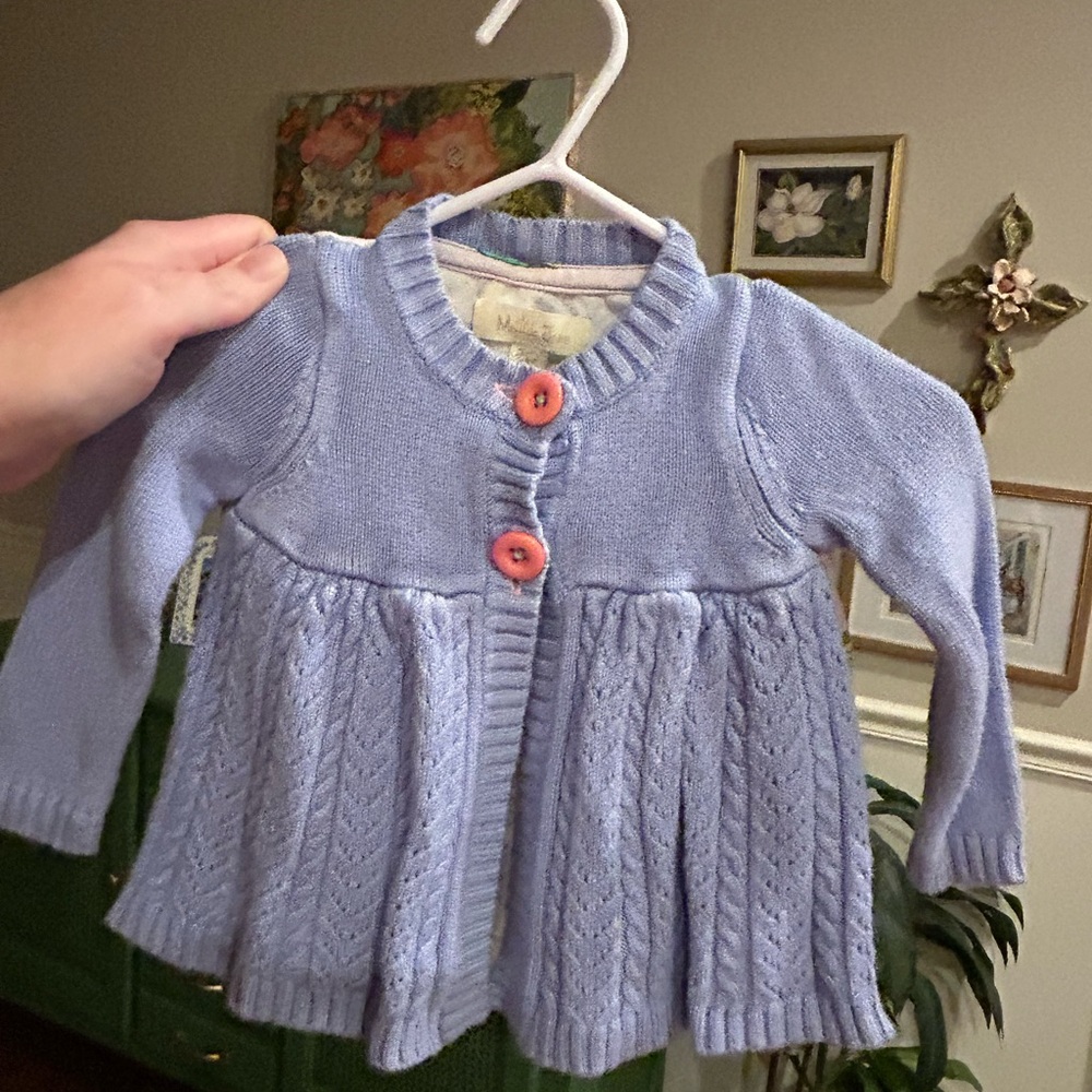 Matilda Jane Lavender Knit Cardigan with Coral Buttons